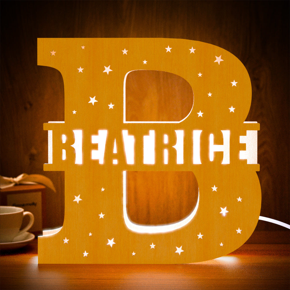 Initial Wood Letter Light