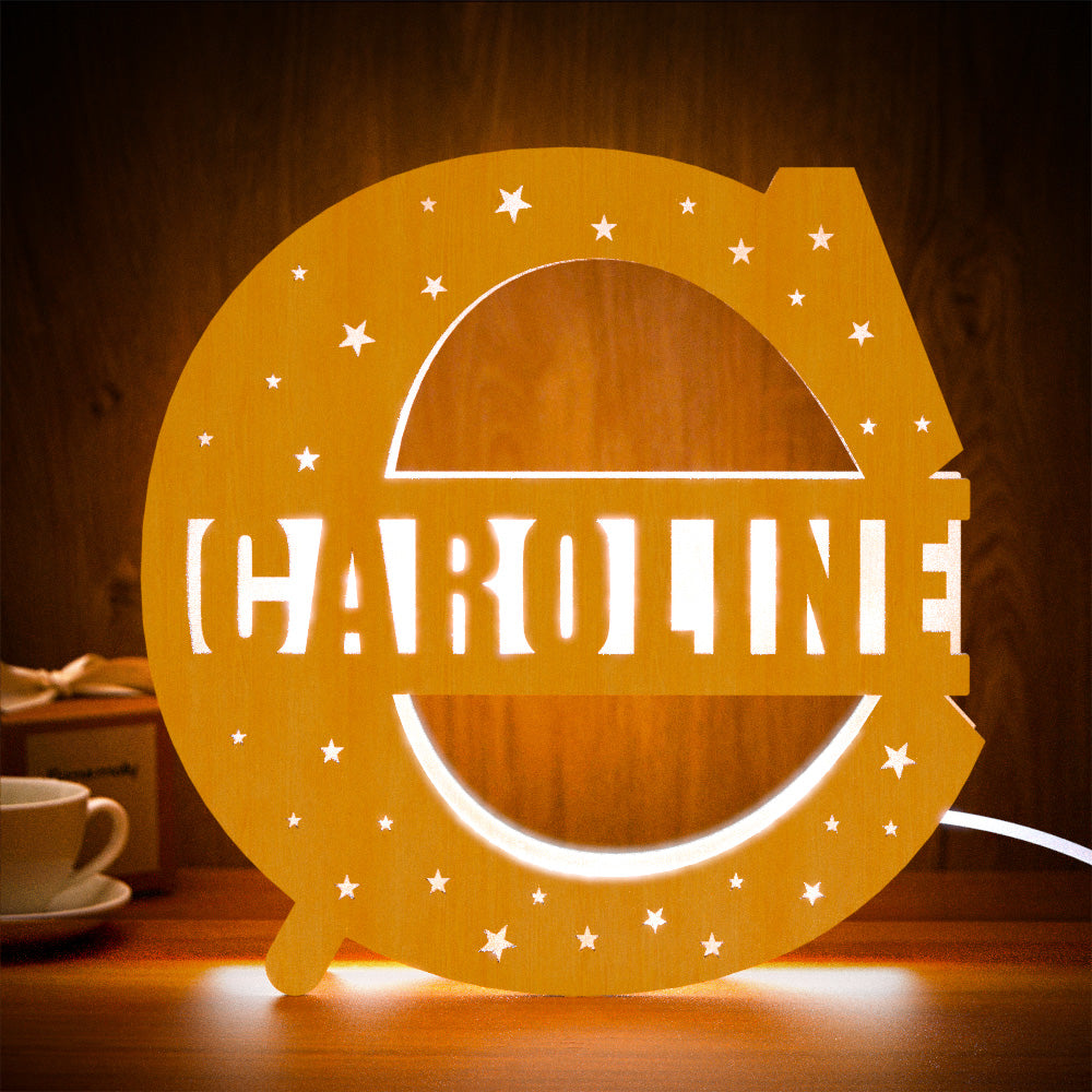 Initial Wood Letter Light
