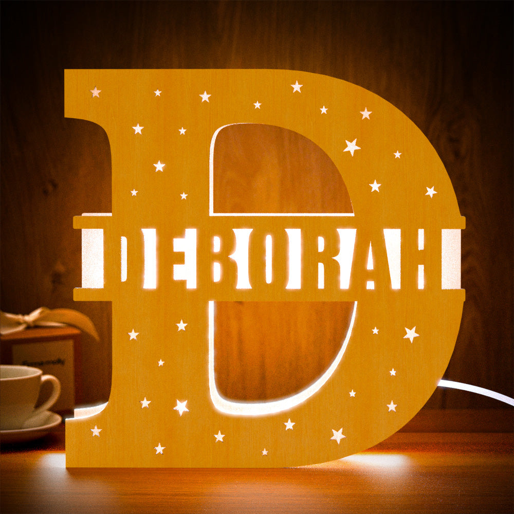 Initial Wood Letter Light