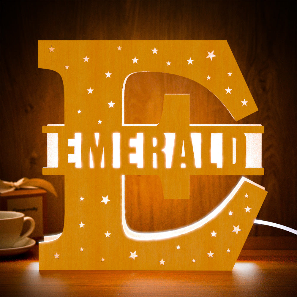 Initial Wood Letter Light