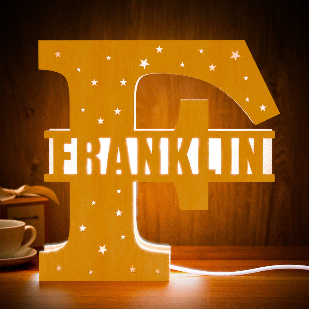 Initial Wood Letter Light