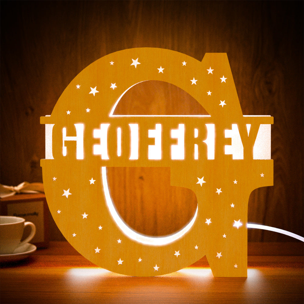 Initial Wood Letter Light