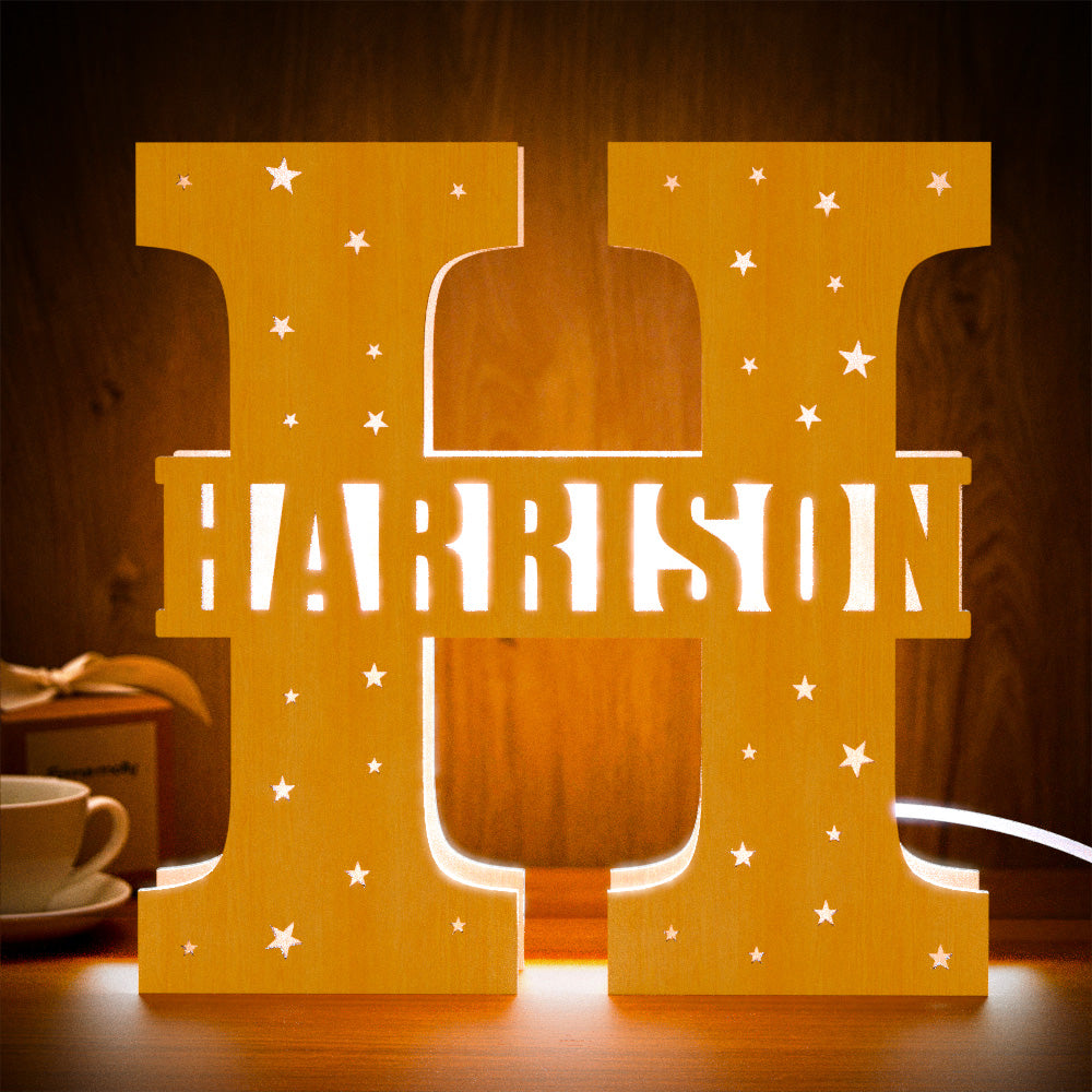 Initial Wood Letter Light