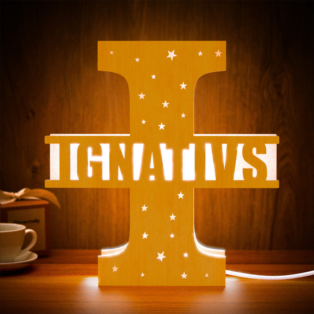Initial Wood Letter Light