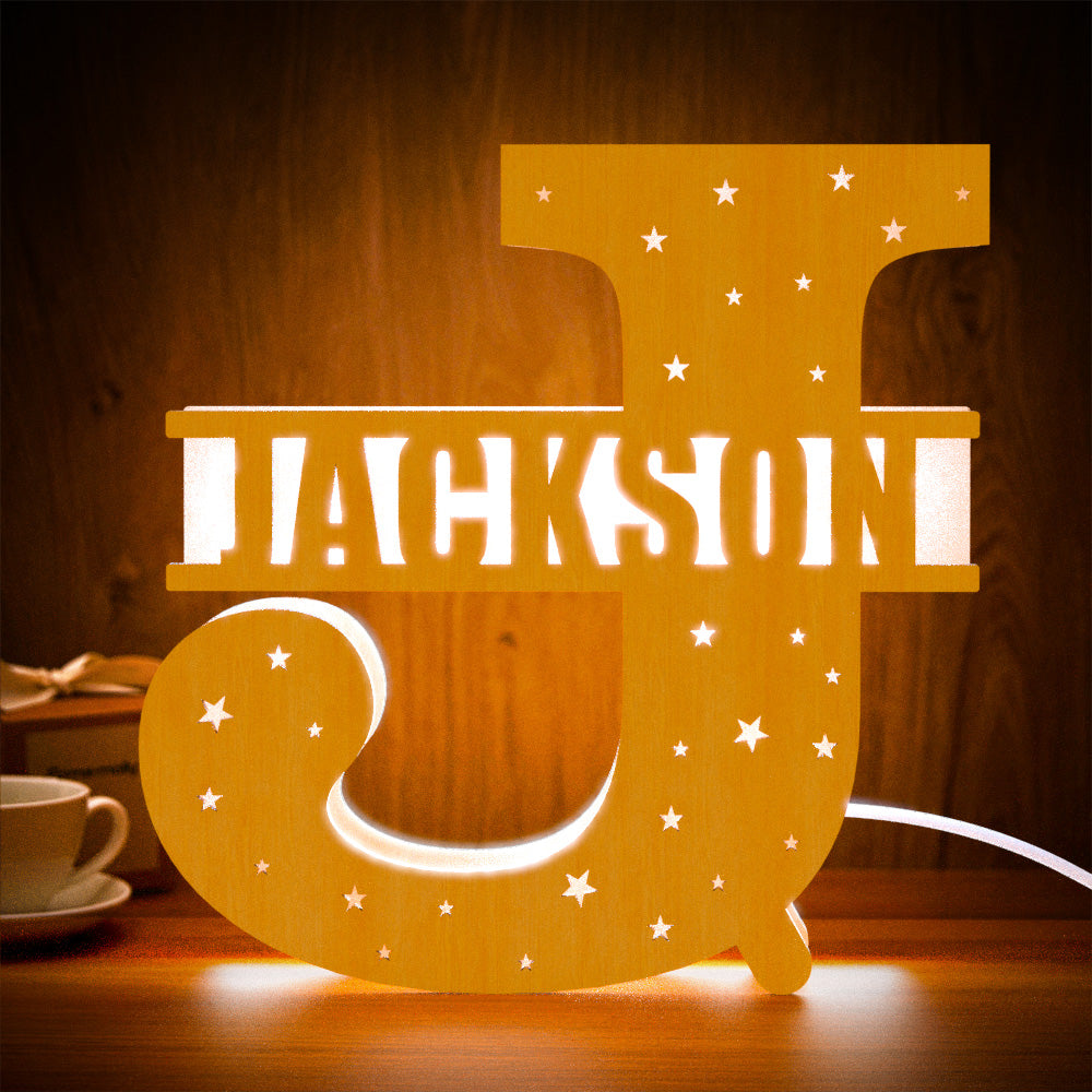 Initial Wood Letter Light