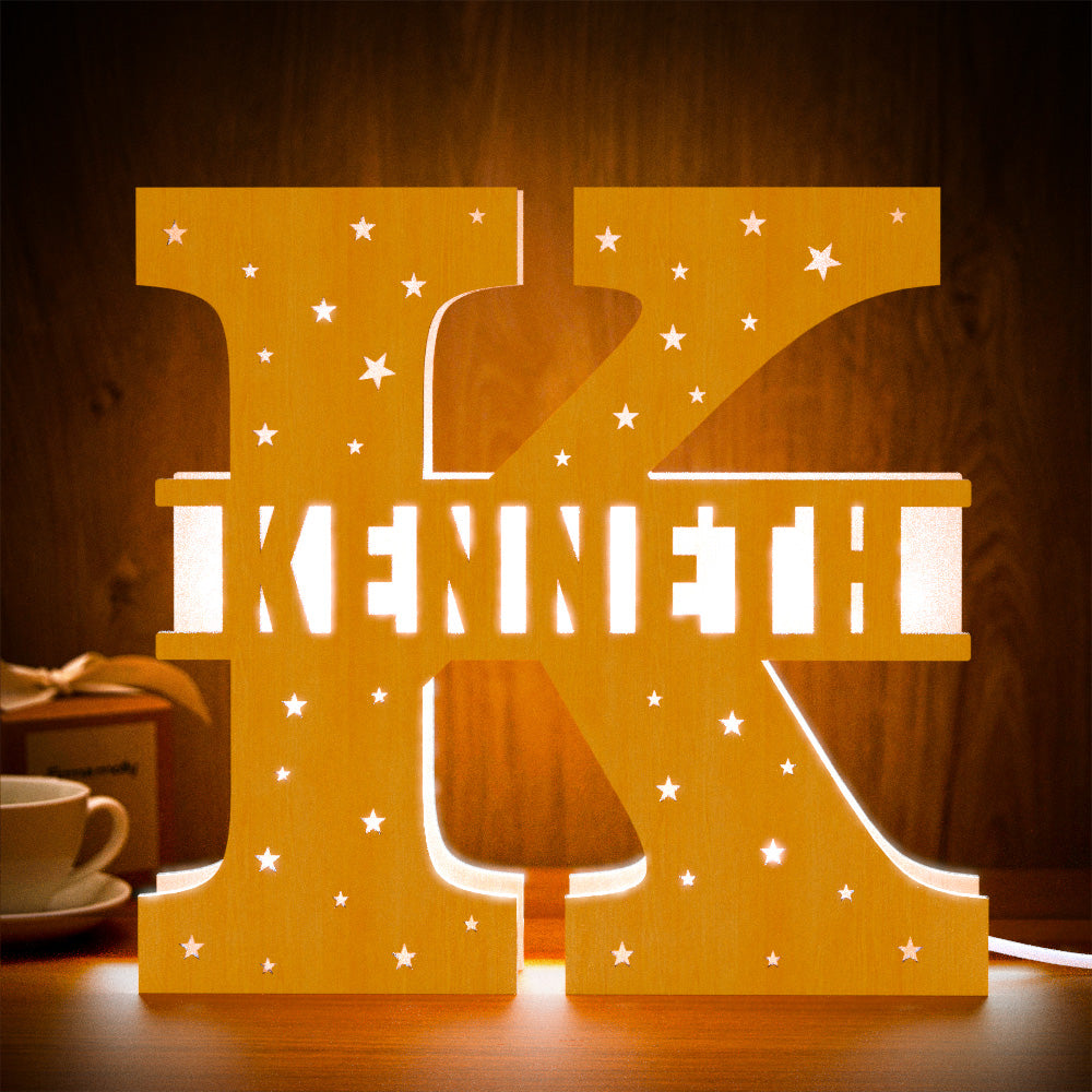 Initial Wood Letter Light
