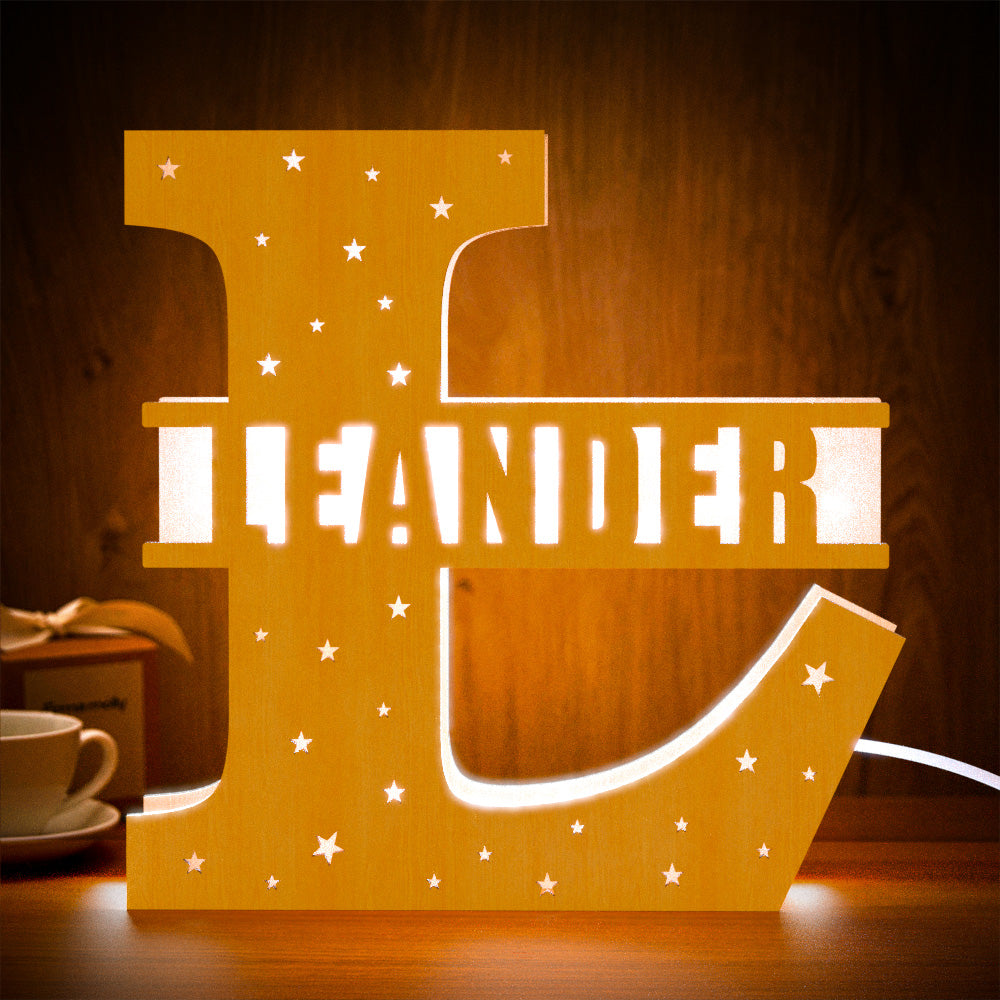 Initial Wood Letter Light