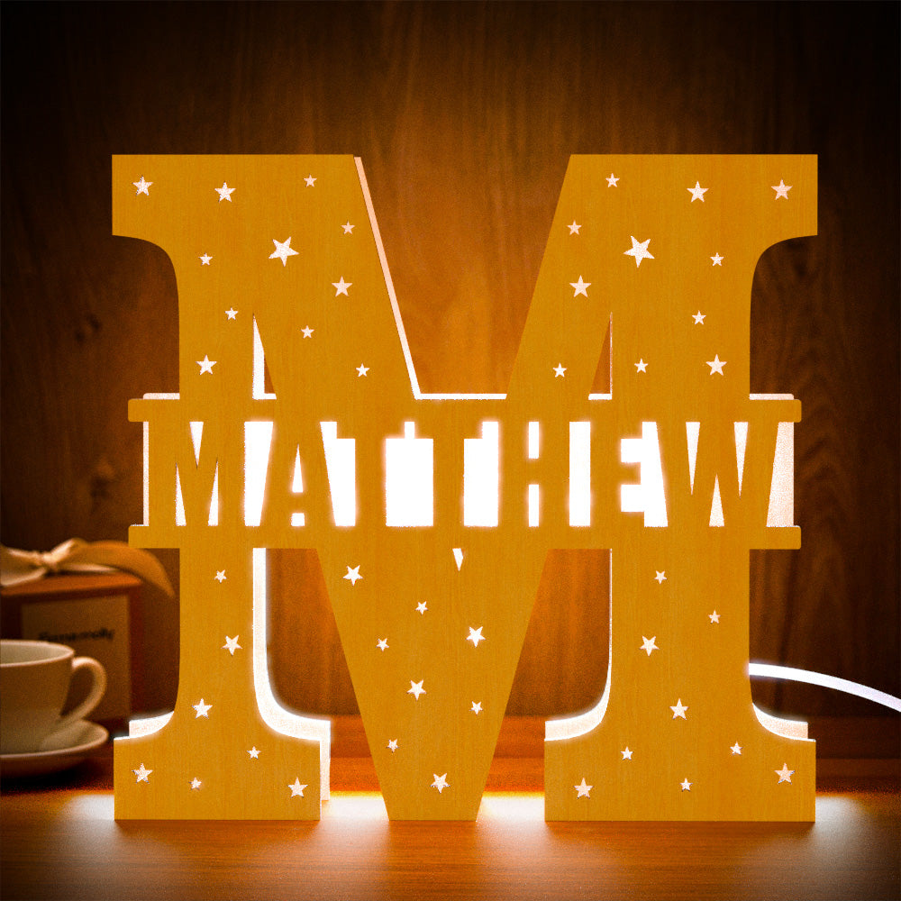 Initial Wood Letter Light