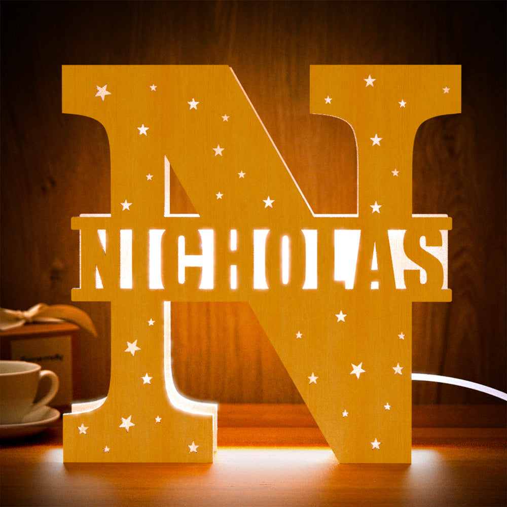 Initial Wood Letter Light
