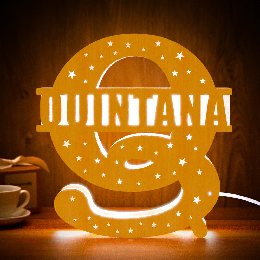 Initial Wood Letter Light