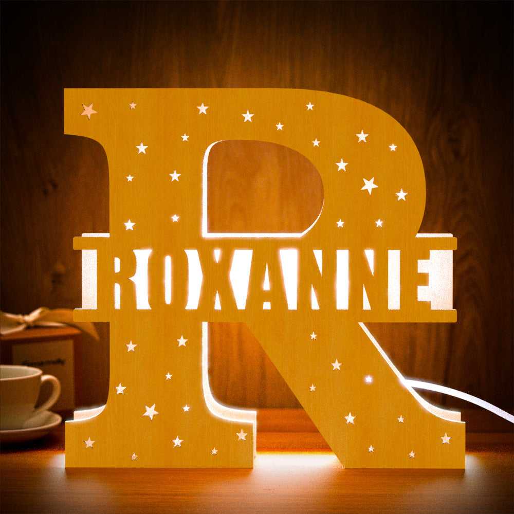 Initial Wood Letter Light