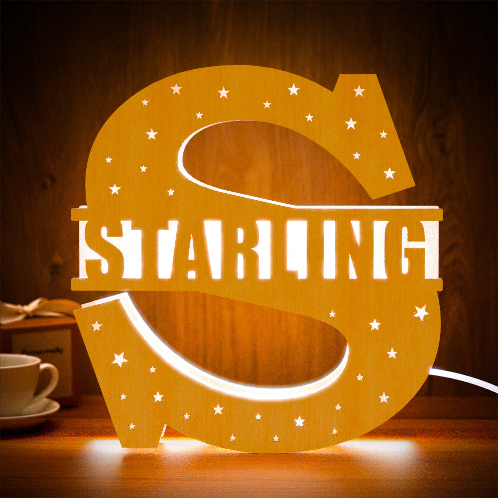 Initial Wood Letter Light