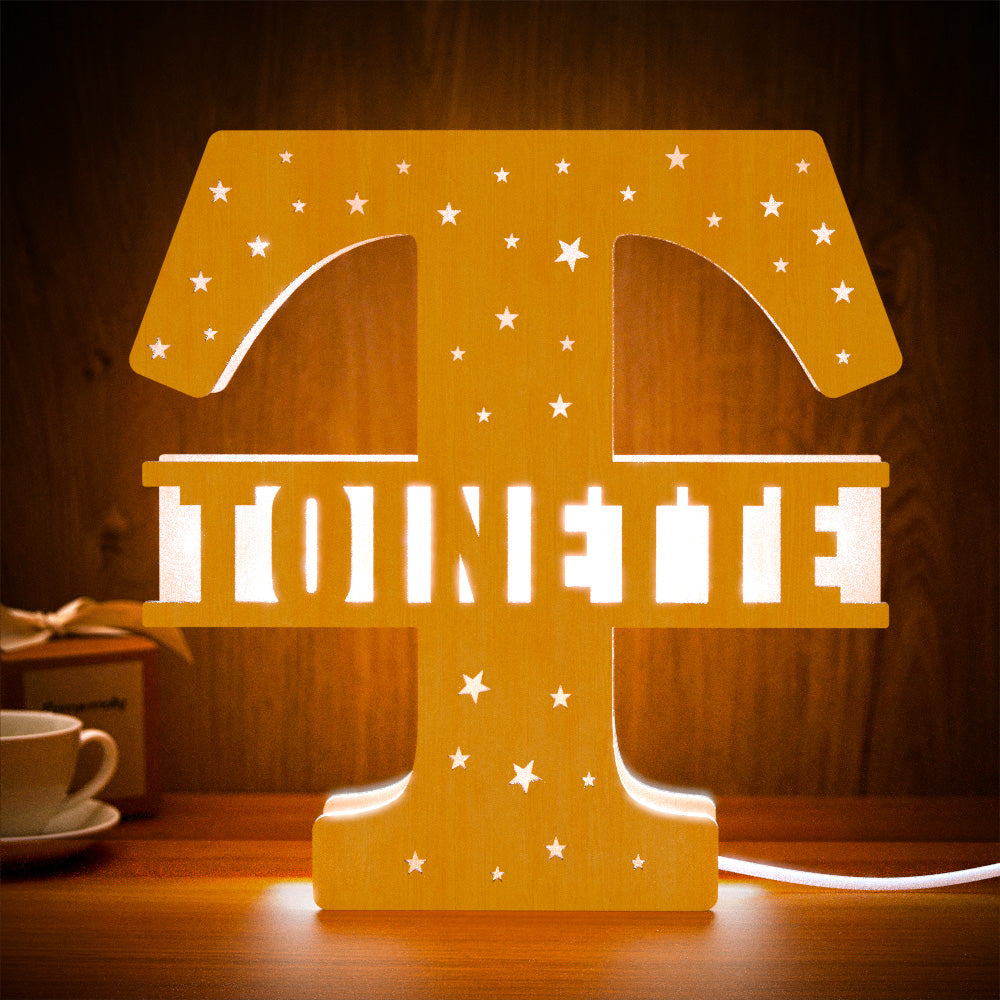 Initial Wood Letter Light