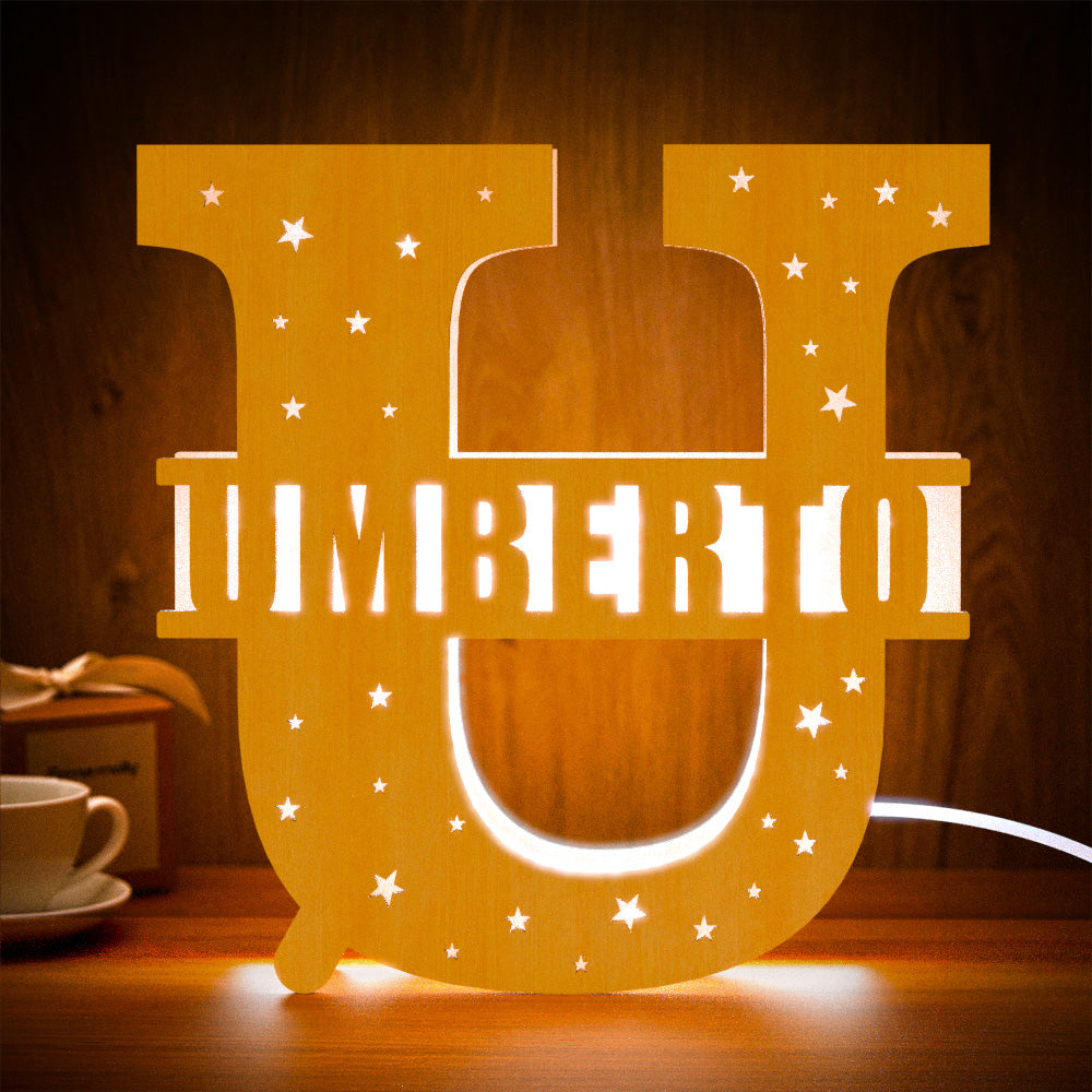 Initial Wood Letter Light