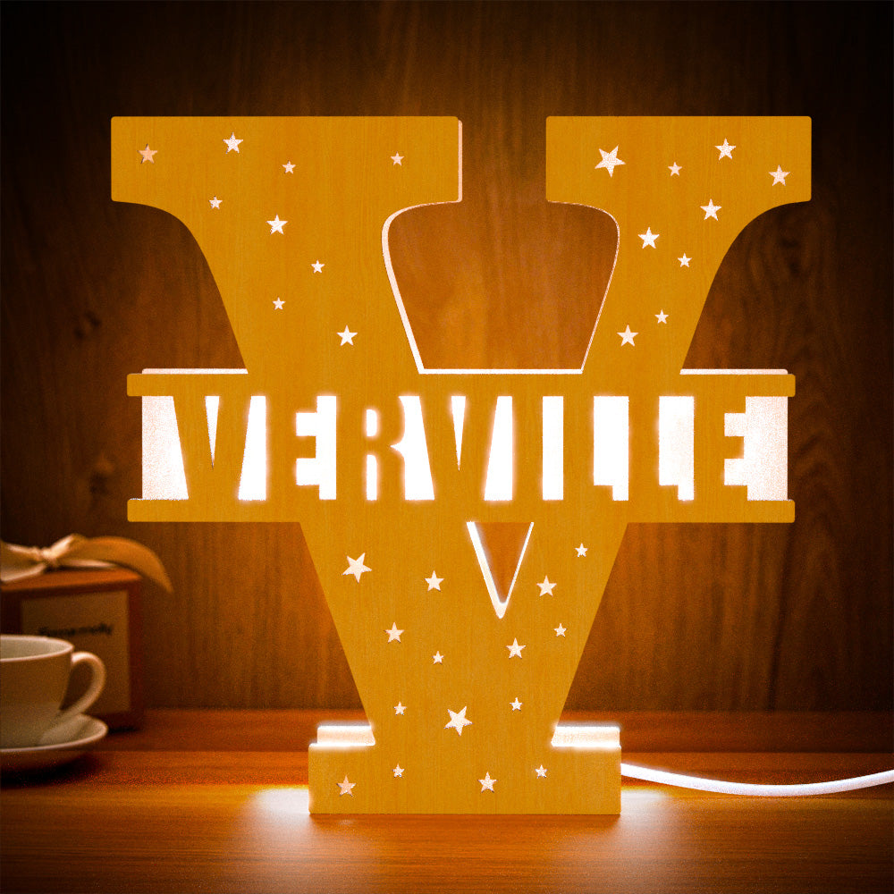 Initial Wood Letter Light