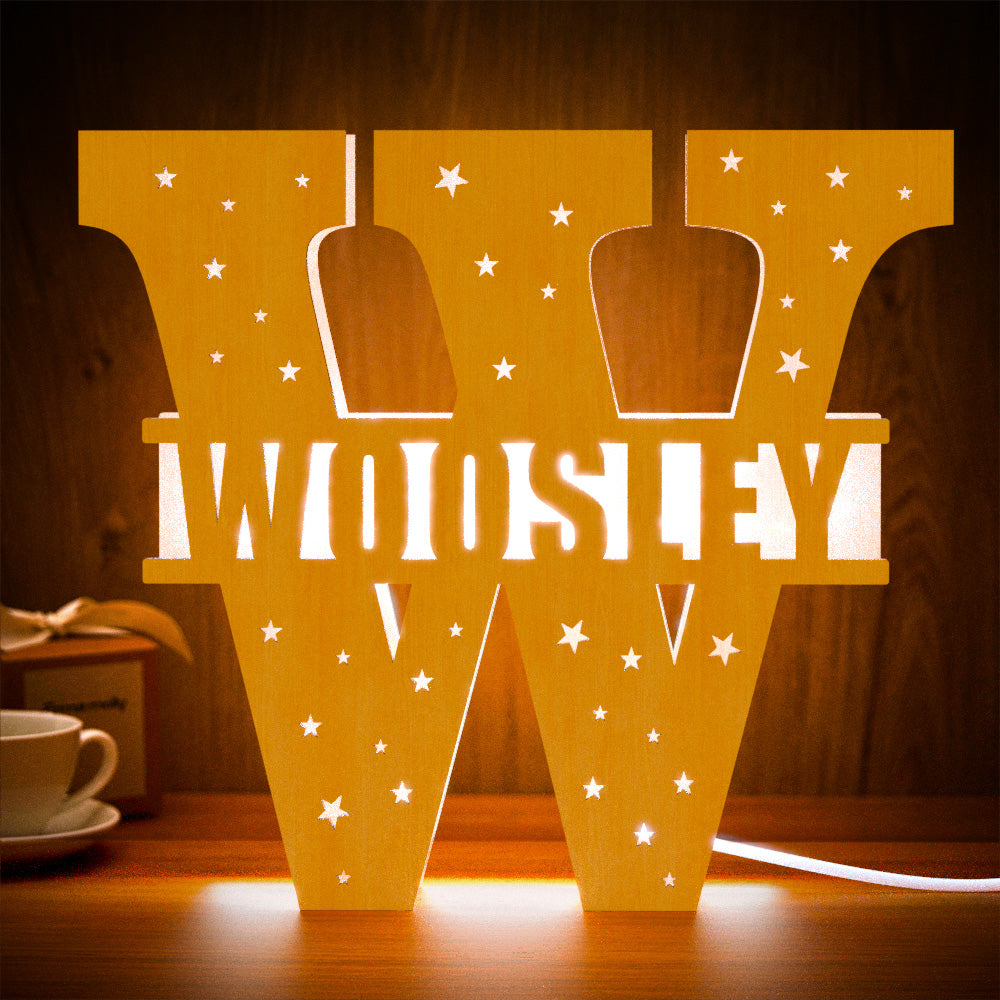 Initial Wood Letter Light