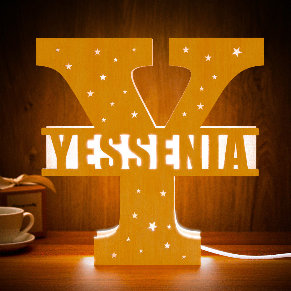 Initial Wood Letter Light