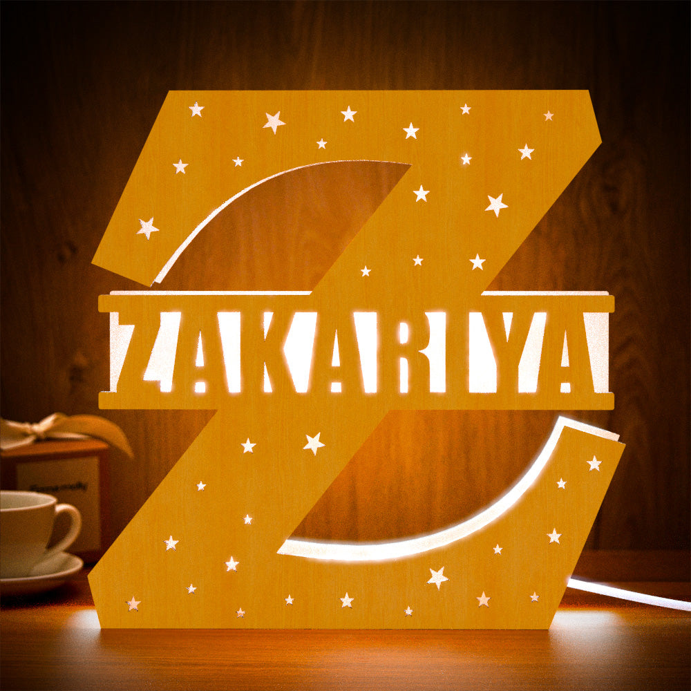 Initial Wood Letter Light