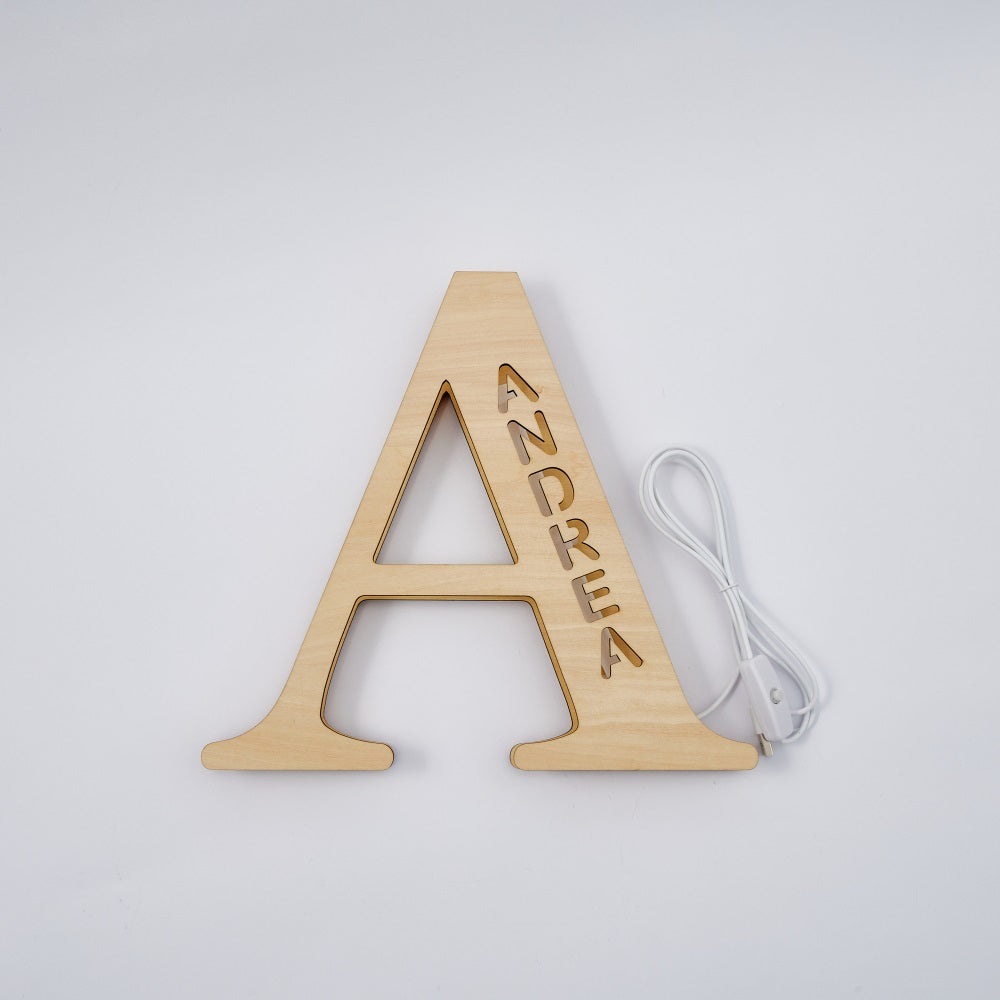 Custom Initial Wood Lamp