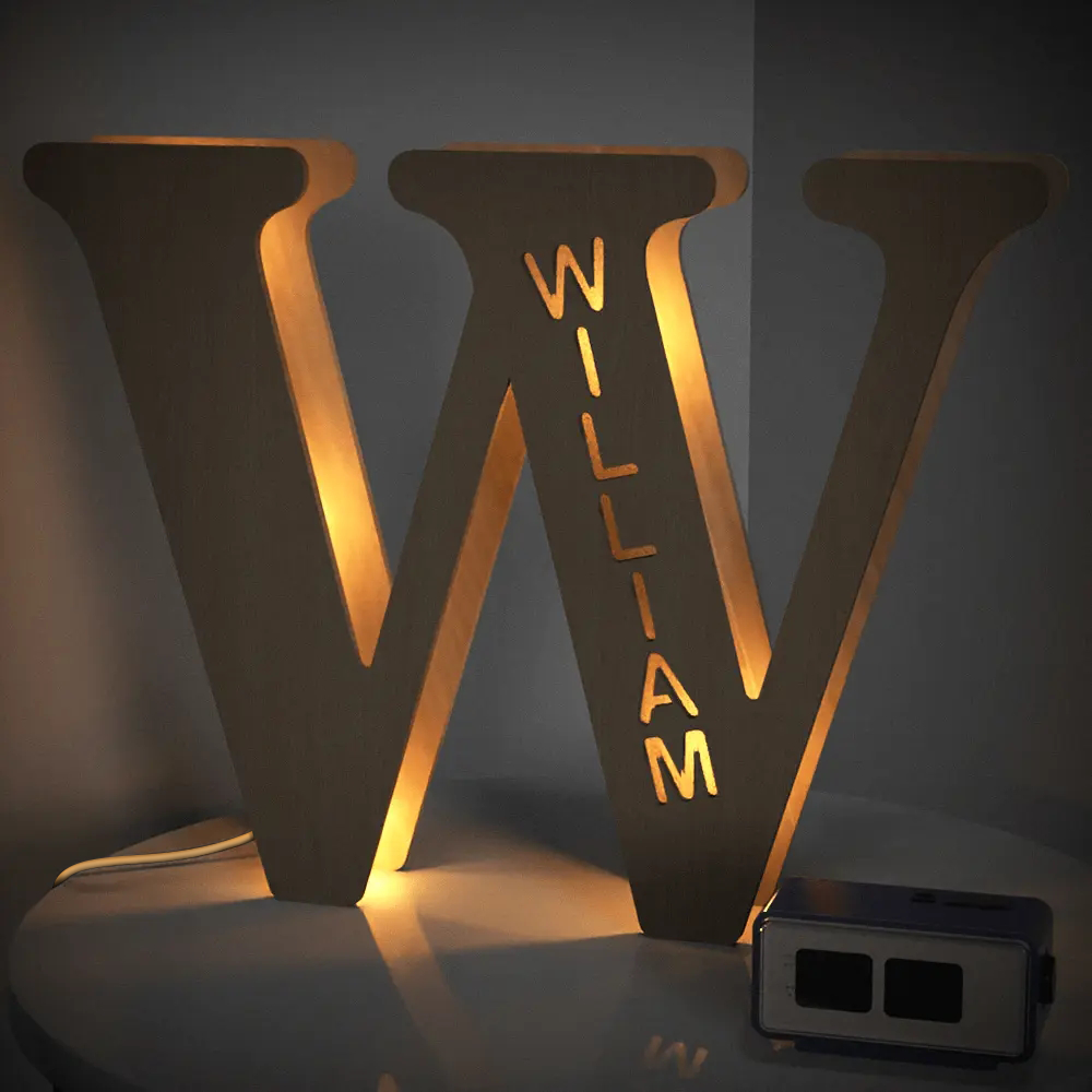 Custom Alphabet Wood Lamp