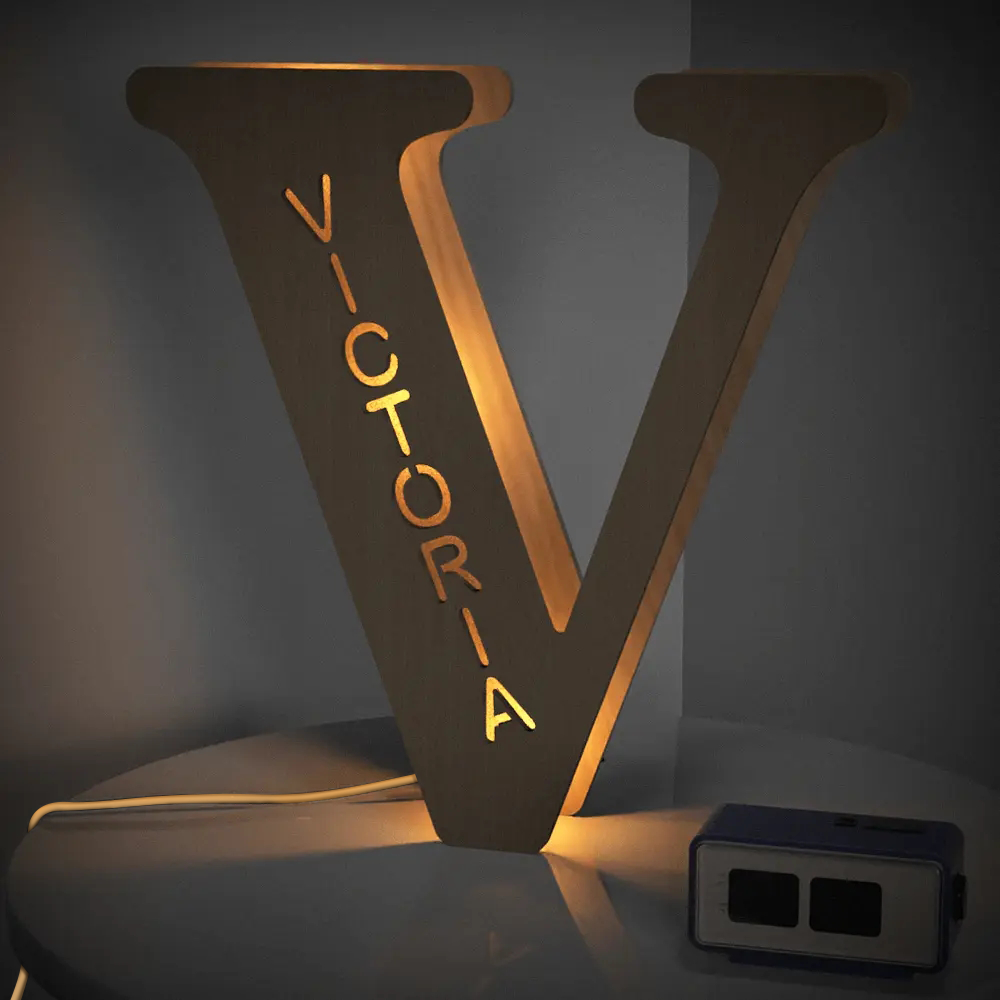 Custom Alphabet Wood Lamp