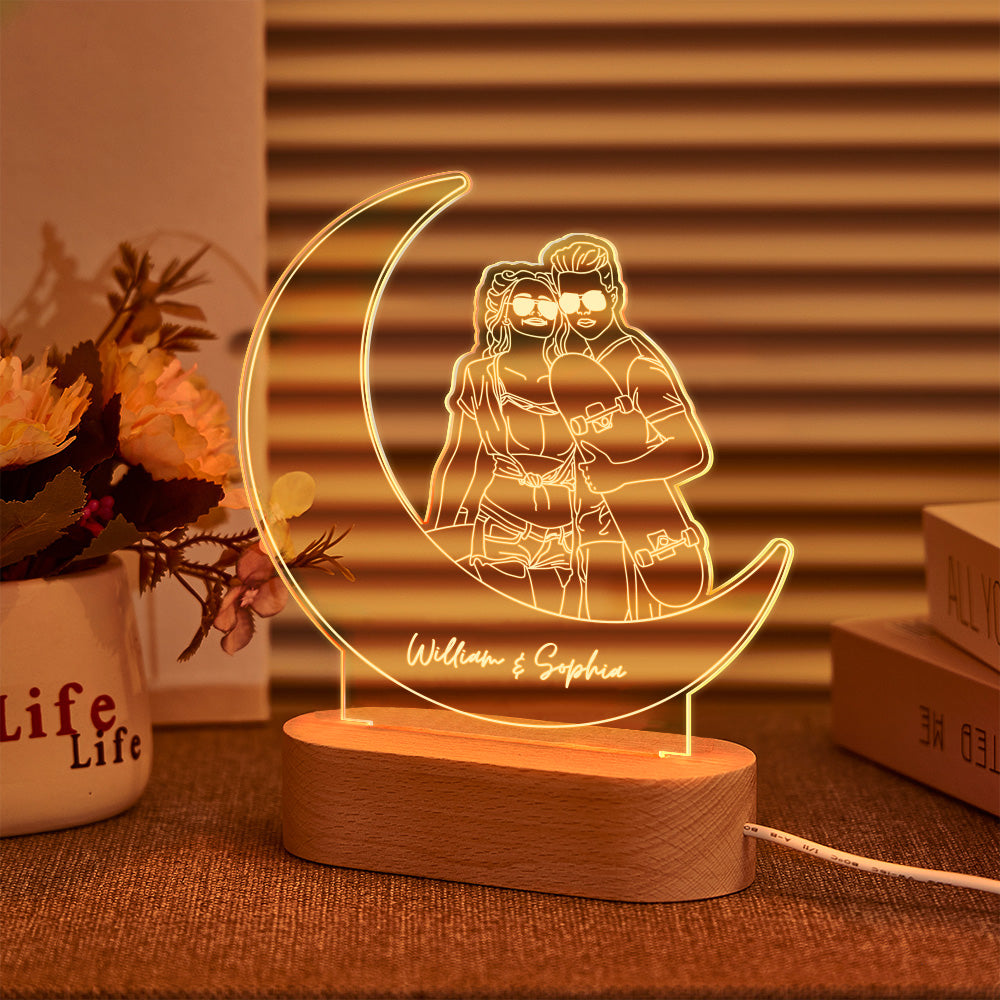 Moon Line Art Night Light
