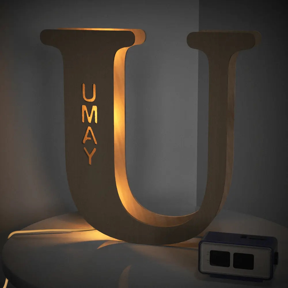 Custom Alphabet Wood Lamp