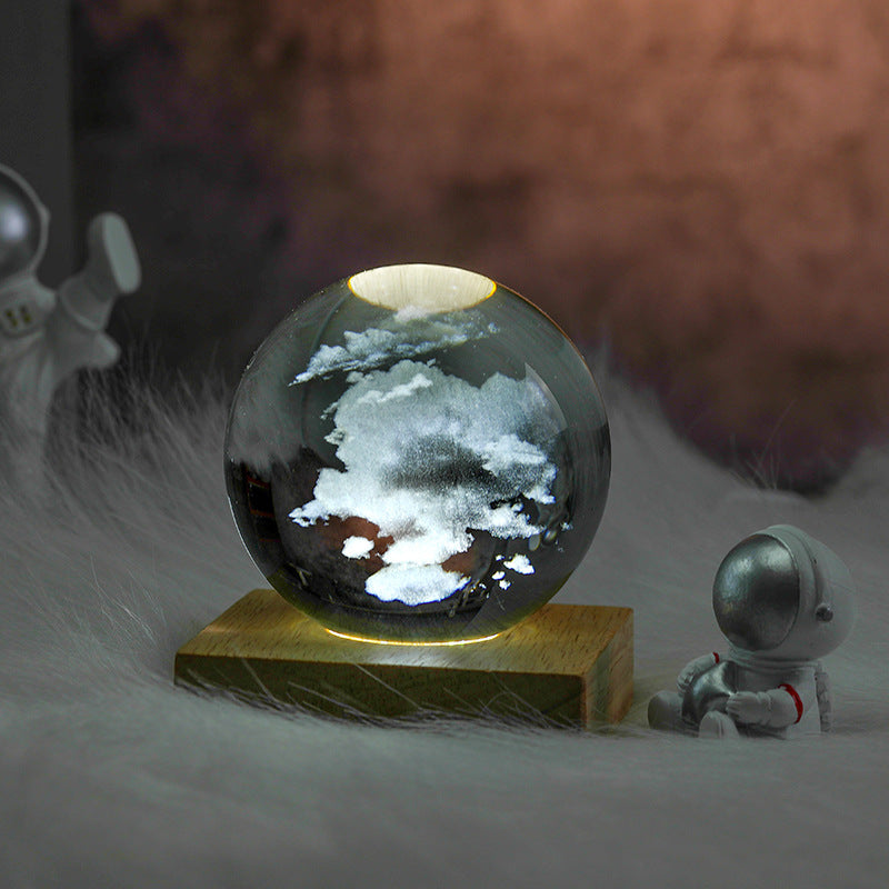 Laser Crystal Globe Night Light