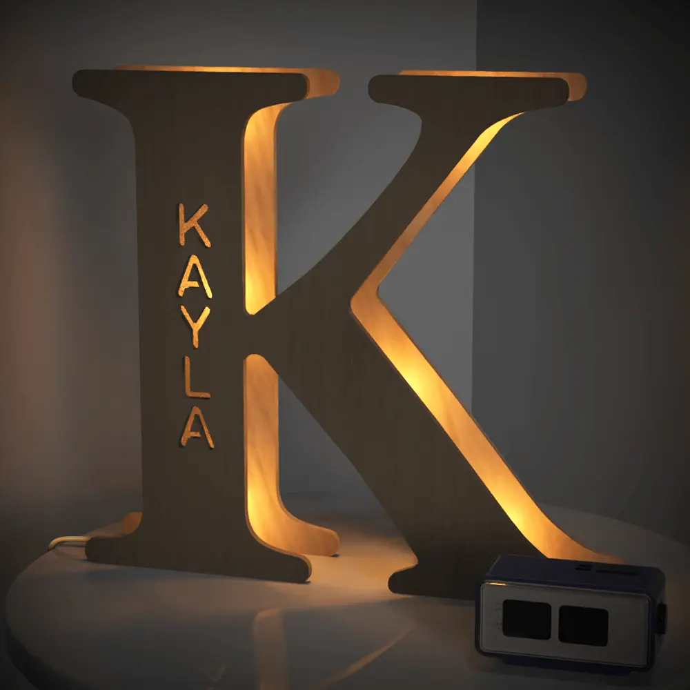 Custom Alphabet Wood Lamp
